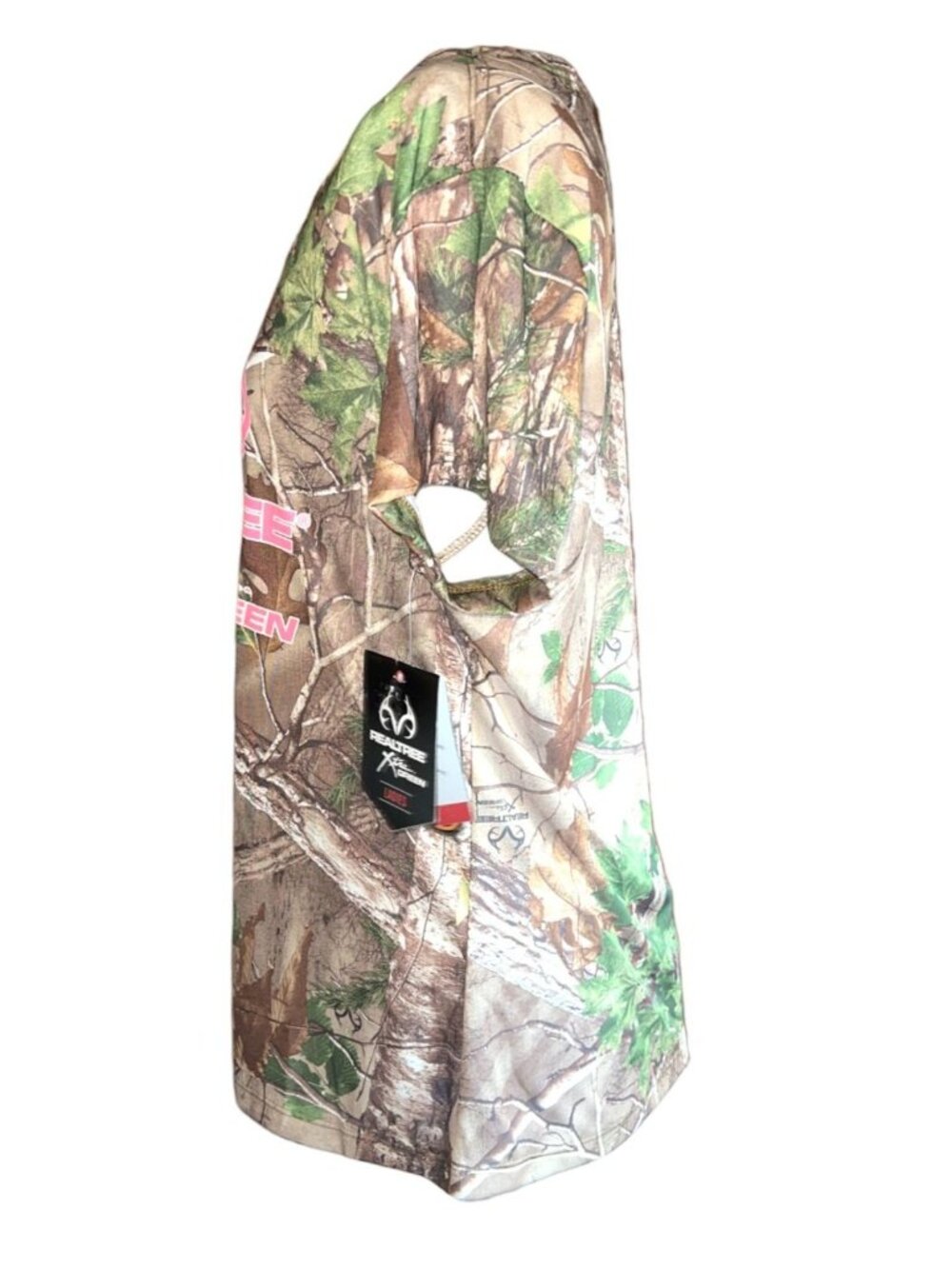 Realtree Womens Camo T-Shirt L/G Pink Logo Polyester Crew Neck Hunting Tee - Picture 7 of 13